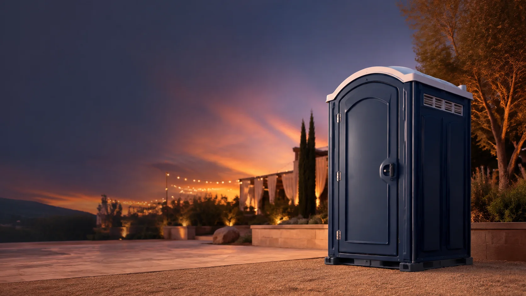 Portable restroom shown for rental planning in Waterbury, CT